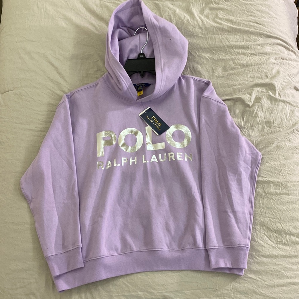 NWT Polo Ralph Lauren Girls XL 16 Purple Hoodie